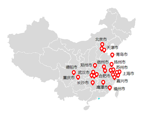 全国垃圾分类项目招标分布图-玉龙环保