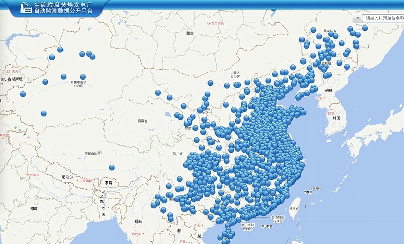 玉龙环保：全国垃圾焚烧发电厂分布图